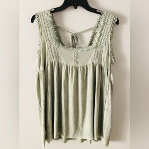 POL Anthropologie Lace-Trim Sleeveless Boho Top